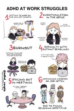 ADHD can pose various challenges in the office. However, it's also possible to find tools to help ourselves! 😊 Time Perception, Health Tools, Mental Health Resources, Health Facts, Mental Health Awareness, Well Being