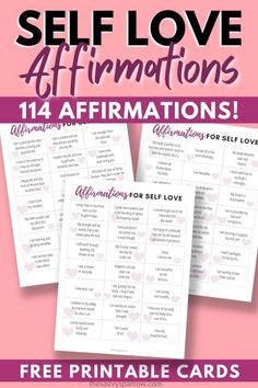 self love affirmations with free printable cards