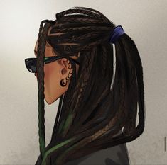 Braids Cartoon Drawing, Drawing Braids Black, How To Draw Box Braids, Hair Art Illustration, Box Braids Drawing, Braids Cartoon, Braids Illustration, Ponytail Drawing, How To Draw Braids