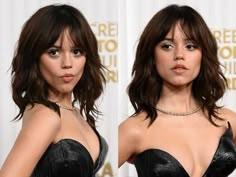 Jenna Ortega Wavy Hair, Jenna Orgeta Hair, Jenna Ortega Shag, Jenna Ortega Short Hair Bangs, Jenna Ortega Shag Haircut, Jenna Ortega Face Shape, Latina Haircuts With Bangs, Jenna Ortega Straight Hair, Jenna Ortega Fringe