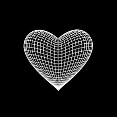 a black and white heart shaped object with squares on it's sides, in the middle