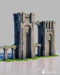 A Minecraft build of a weathered stone stronghold/keep. Minecraft Viaduct, World Of Warcraft Buildings, Stone Minecraft Builds, Minecraft Stronghold Ideas, Minecraft Harbor Medieval, Cliff Base Minecraft, Minecraft Castle Wall Ideas, Minecraft Diagonal Builds