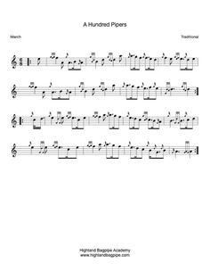 A Hundred Pipers Bagpipe Sheet Music - Learn to play bagpipe tune A Hundred Pipers Music Aesthetic