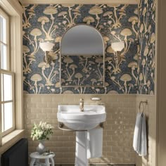 a white sink sitting under a bathroom mirror next to a wall mounted radiator