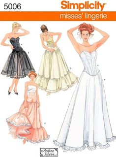 Amazon.com: Simplicity 5006 Misses Lingerie Sewing Pattern For Women by Andrea Schewe, Sizes HH (6-12) : Arts, Crafts & Sewing Corset Dress Pattern, Petticoat Pattern, Anna Dress, Corset Pattern, Sewing Lingerie, Couture Mode