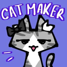 a cartoon cat with the words cat maker on it's chest, and an angry expression