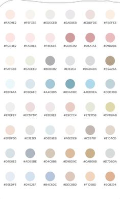 the color scheme for different shades of blue, beige and pink on a white background