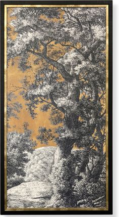 an image of a painting with trees in the background