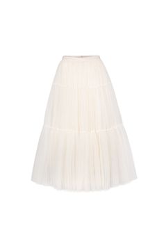 Made with delicate tulle and luxurious silk, this midi skirt flatters your figure with a tiered silhouette. Embrace elegance and sophistication with its gathered details, perfect for any special occasion. White Tulle Skirt, Skirt Tulle, Skirts White, Silk Midi Skirt, Mean Blvd, White Tulle, White Skirt, Gathered Skirt, White Skirts