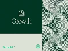 a green and white brochure with the words growth on it's side