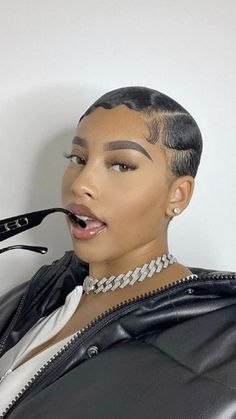 Curly Hair Big Chop, Black Women Finger Waves, Big Chop Hairstyles 4c Hair, Finger Waves For Black Women, Dior Her, Low Cut Hairstyles, Cabello Afro Natural