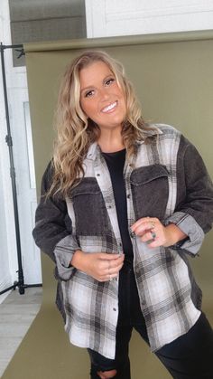 Run The Show Plaid Shacket – a versatile and trendy addition to your fall wardrobe. This shacket effortlessly combines a shirt's warmth with a jacket's style, allowing you to take charge of your fashion game in chilly weather. Neckline: Collared Fabric: 100% Cotton Oversized fit High-low hemline Button front closures Flannel patchwork design Imported Fit: Oversized fit! We suggest sizing down if you prefer more of a true-to-size fit Model Specs: Syd is wearing a size XL in the photo.How will this item fit you? Check out our MODEL SPECS(Typical Sizing - Karli: S-Size 5/26 - 5ft 2in, Emily: S-Size 3/25 - 5ft 5in, Syd: L/XL- Size 15/ - 5ft 8in)Need help with sizing? No problem! Join our VIP group on Facebook, Everyday Chic Boutique VIP Insiders to chat directly with our team and other custome Fall Utility Jacket For Layering With Long Sleeves, Button-up Outerwear For Cold Weather In Fall, Fall Cold Weather Long Sleeve Utility Jacket, Fall Long Sleeve Utility Jacket For Cold Weather, Fall Button-up Utility Jacket For Layering, Long Sleeve Utility Jacket For Cold Weather In Fall, Fall Cotton Shacket, Cotton Shacket For Fall, Trendy Long Sleeve Utility Jacket For Fall