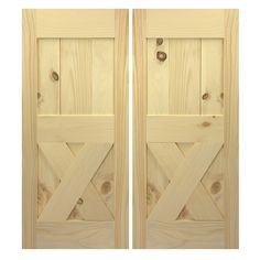 two wooden doors are shown side by side