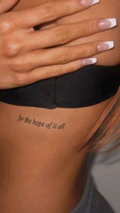 a woman's stomach with the words for the hope of all written on it