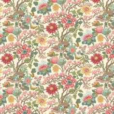 a floral wallpaper with many flowers and leaves