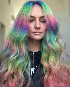 82 Photos of Rainbow Hair Ideas to Consider for 2024 Rainbow Hair Ideas, Rainbow Hairstyles, Highlights On Dark Hair, Long Ombre Hair, Rainbow Highlights, Gold Hair Colors, Hair Color Rose Gold, Rainbow Hair Color, Neon Hair