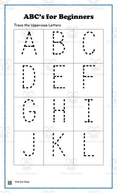 the abc's for beginners printable worksheet with letters and numbers