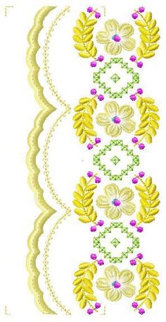 a cross stitch pattern with flowers and leaves