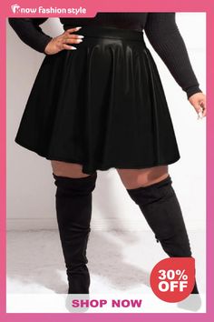 knowfashionstyle Casual Solid Patchwork Plus Size Skirt Solid Color Flared Mini Skirt With Lining, Solid Flared Mini Skirt With Lining, Flared Mini Skirt With Lining, Lined Flared Mini Skirt, Fall Stretch Skirt Solid Color, Solid Color Stretch Skirt For Fall, Stretch Solid Color Fall Skirt, Fall Stretch Solid Color Skirt, Non-stretch Solid Color Mini Skirt