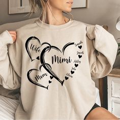 Personalized Dog Mom Heart Sweatshirt, Personalized Dog Name Hoodie, Dog Mom Gift, Gift For Dog Lover Cute and Creative Designs: Exquisite and lovely patterns, special elements make the perfect designs. The people who wear them will be proud. At the same time, they also show the love for family. Suitable for many occasions such as Christmas, Father's Day, Mother's Day, birthday This classic crew-neck sweatshirt is an essential basic item for anyone’s wardrobe. The ribbed cuffs on the sleeves and Message Necklace, Nana Shirts, Grandma Shirt, Heart Sweatshirt, Personalized Clothes, Embroidered Sweatshirt, Dog Mom Gifts