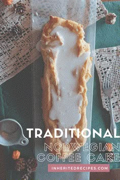 traditional norwegian coffee cake with icing on top