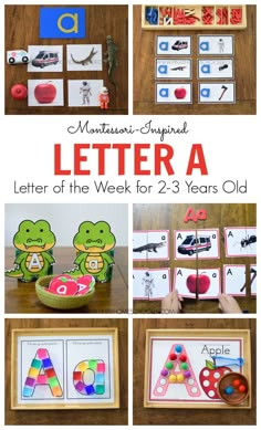 letters and numbers are displayed in this collage with the words, letter a to z