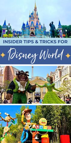 disneyland world with the words insider tips and tricks for disney world