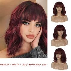 Medium Length Curly Burgundy Wig Hair Cover Party Decorations Head Protection Description: Item Style:Micro Curl Wig Material:High temperature wire Hair Color:As the picture show Weight:approx.159g Length : 11 Inches Feature: Very stylish design.It is both natural looking and soft touch. You can wash and drying it convenient. You can try different hair style,but neednt go to the hair salon. Use it all year roundwhether for costumefashionor just for funtable for COSPLAY/Party/ Costume/Carnival/Ma Hair Cuts 2023 Trends Medium With Bangs, Curly Burgundy Wig, Bob Cuts With Bangs, Burgundy Wig, Curl Wig, Carnival Masquerade, Rocker Hair, Wig Material, Party Wig