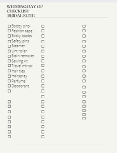 the wedding checklist is shown in black and white