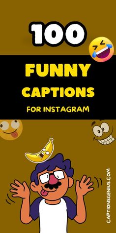 an animated cartoon character with the words funny captions for instagramm on it