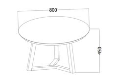 an outline drawing of a round table