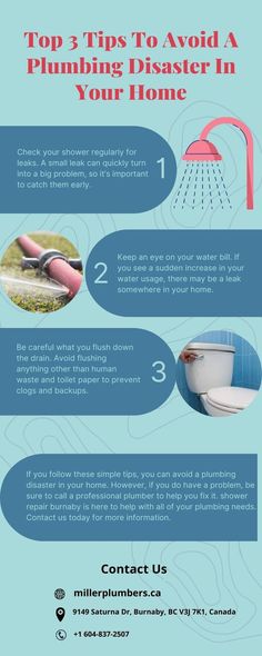 Are you tired from plumbling Disaster?Then no need to worry just follow these simple tips, you can avoid a plumbing disaster in your home. However, if you do have a problem, be sure to call a professional plumber to help you fix it. Shower Repair Burnaby is here to help with all of your plumbing needs. Contact us today for more information. Shower Repair, Shower Plumbing, Residential Plumbing, Clogged Toilet, Commercial Plumbing, Leaky Faucet