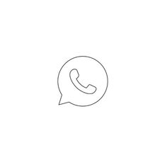 a black and white line drawing of a phone with a speech bubble in the middle