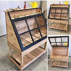 Planter Box Greenhouse, Cold Weather Gardening, Greenhouse Cabinet Diy, Roadside Farm Stand Ideas, Cabinet Greenhouse, Diy Small Greenhouse, Kitchen Greenhouse, Pallet Greenhouse, Diy Crate Furniture