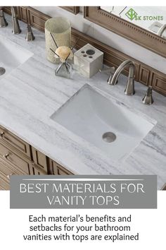 It would help if you considered plenty of factors when shopping for your custom bathroom countertopsbest materialSome of the common factors include budgetdurabilitycleaning and maintenanceaestheticsand increase in resale valueTo make your journey easierwe are here to assist you with bathroom countertopsbest options for your remodeling project Vanity Countertop Ideas, Marble Countertops Bathroom, Best Countertops, Bathroom Granite, Bath Countertops, Granite Bathroom Countertops, Counter Top Sink Bathroom