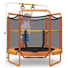 This 5ft trampoline with multiple accessories can let your kids grow up healthily and happily! Equipped with a 3-position adjustable horizontal bar and cute cat-shape gymnastic rings,this mini trampoline allows children to keep fit and enjoy endless fun. The 360-degree high density enclosure net creates a safe environment for kids to play and allows you to observe the movement of kids from the outside at any time. 36 strong springs,thick safety pad and soft foam wrapped net poles provide kids wi Small Trampoline, Toddler Trampoline, Gymnastic Rings, Kids Trampoline, Mini Trampoline, Safe Environment, Kids Growing Up, Trampolines, Keep Fit