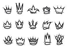 different types of crowns drawn in black ink on white paper stock photo image and royalty