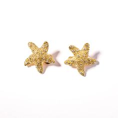 gold starfish earrings with clear crystal adornments, summer jewelry, summer accessories, sea life, ocean jewelry Champagne Problems, Spring Jewelry, 2023 Collection, Clip Earrings, Summer 2023, Starfish, Beach Vacation, Clip On Earrings, Jewelry Watches