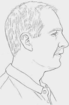 a pencil drawing of a man in profile