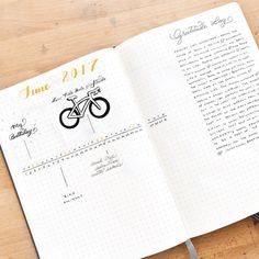 an open planner with a bike on it