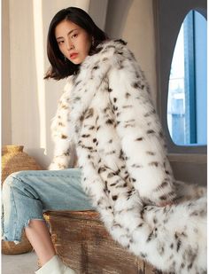 Pelliccia, Giacca in pelliccia di finta volpe, Stampa leopardata a punti neri, Abito lungo, Trench lungo alla moda, Elegante casual, Cappotto caldo, Cappotto eco, Body-Con Leopard Print Fur Coat, Faux Fox Fur Coat, Long Winter Jacket, Fur Jacket Women, Leopard Coat, Long Overcoat, Long Winter Coats, Elegante Casual, Fur Coats Women