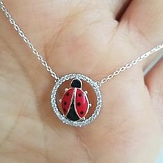 14k White Gold Plated Over Sterling Silver With Red And Black Ladybug Necklace One Pc. The Chain Is 16 To 18 Inches Adjustable Chain. Comes In A Beautiful Jewelry Box Item#Hj262-12 Ladybug Necklace, Black Ladybug, Red And Black, Womens Jewelry Necklace, Beautiful Jewelry, Jewelry Box, Gold Plate, Jewelry Necklaces, Plating