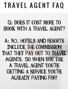 a piece of paper with the words travel agent faq written in black on it