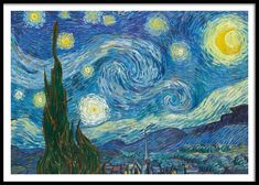 the starry night painting is shown in this image