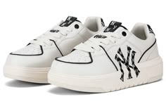 MLB Chunky Liner Yankees Monogram 'White Black' 3ASXCLR3N-50WHS Mlb Sneaker, White And Black Shoes, Japanese Clothes, S Monogram, Japanese Outfits, Sneaker Collection, Black Shoes, Mlb, White Black