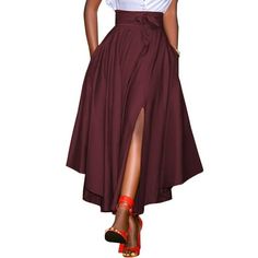 Please Not Only Reference the Size Guide Provided by Walmart But Also Have to Reference Ours,Which Shows in the Product Detail Pictures. Item Type:Skirt Material:95% Polyester+5% Spandex Colors:Brown,Navy,Wine Red Package include:1 Skirt (Include The Belt) Fit Type:Loose Length:Ankle Length Closure Type: Back Zipper Waistline:Natural Decoration:Lace-Up Features:Side Pockets,Side Fork Pattern:Solid Thickness:Standard Style:Casual Season:Spring,Summer,Autumn,Winter Occasion:Daily Size: 4XL.  Gende Casual Long Skirt, Long Skirt Casual, Long Skirt Summer, Printed Long Skirt, Dance Women, Maxi Skirt Boho, Black Pleated Skirt, Long Maxi Skirts, Colors Brown