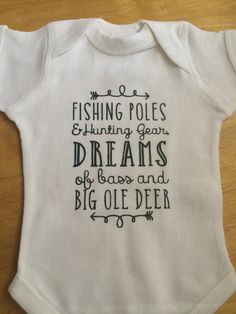 Hey, I found this really awesome Etsy listing at https://www.etsy.com/listing/223852784/hunting-and-fishing-baby-one-piece-baby Fishing Onesie, Baby Shower Fishing, Fishing Baby, Best Embroidery Machine, Fishing Poles, Southern Baby, Baby Boy Nursery Themes, Diy Baby Shower Decorations, Embroidery Hoop Wall