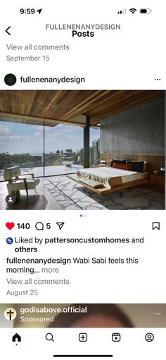 an instagram page with two different posts on the same page, and one has a bed in it