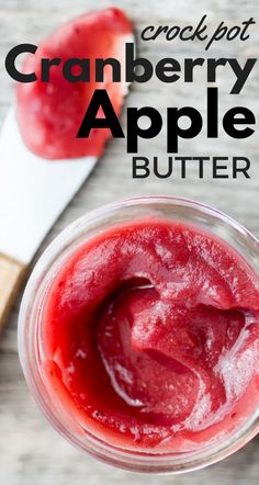 cranberry apple butter in a glass jar