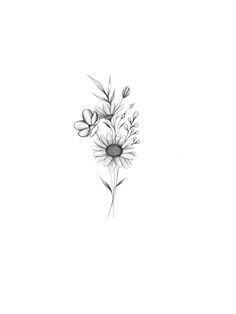 a black and white drawing of some flowers